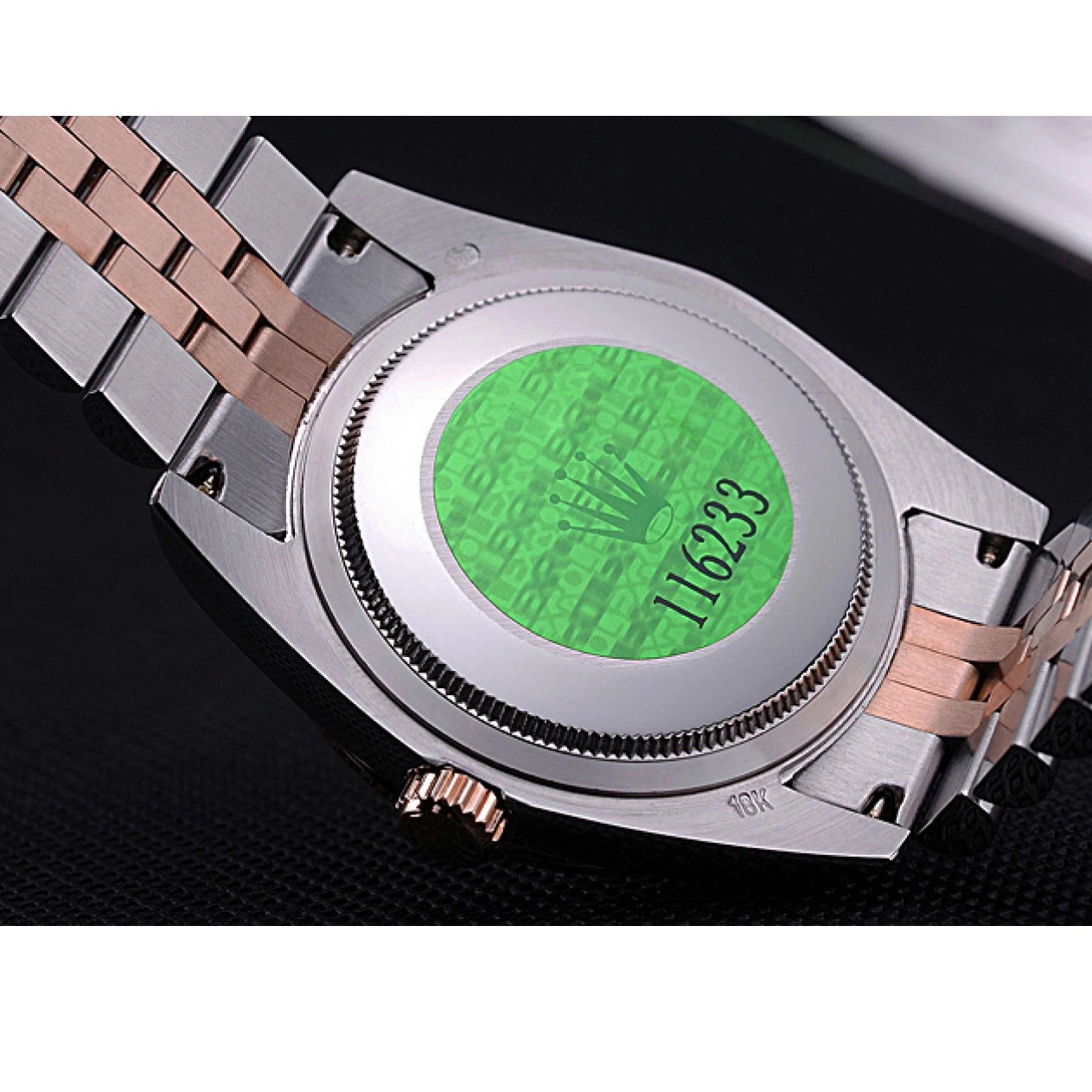 Aaa replica watch Black Stainless 622545 Steel DateJust Gold Rolex Bracelet and Dial 0814
